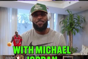 老詹此前谈自己16岁时和乔丹打球，网友找出当年老詹隔扣乔丹镜头(片尾)